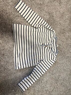 Crewcuts Striped Long Sleeve Henley Top in Navy and White